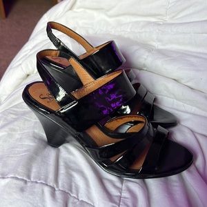 Black strappy short heel